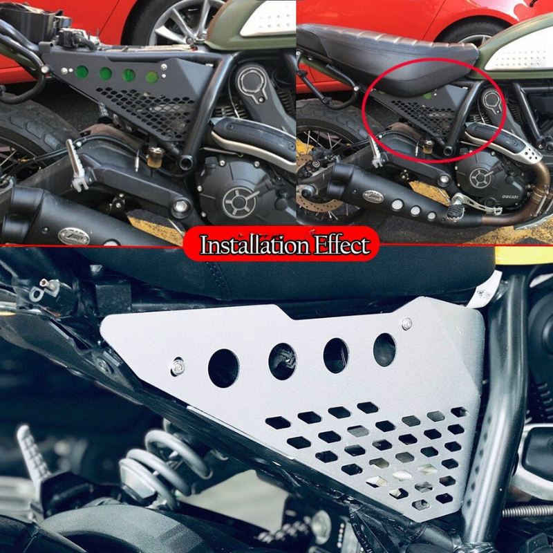 Laser-cut aluminum side covers for Scrambler 800