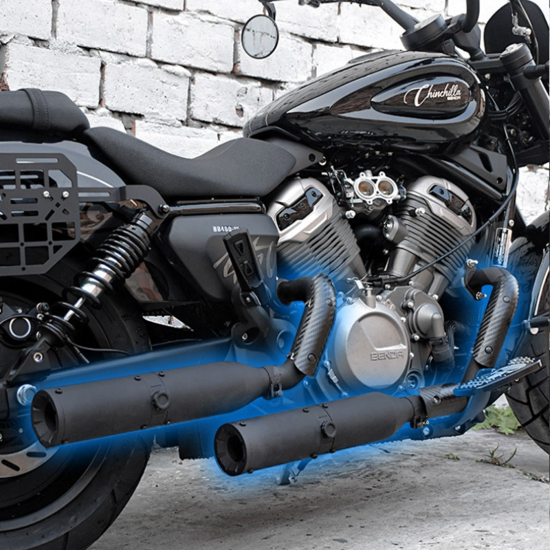 Central valved dual-outlet exhaust for Napoleon 500 / Chinchilla 500 - black