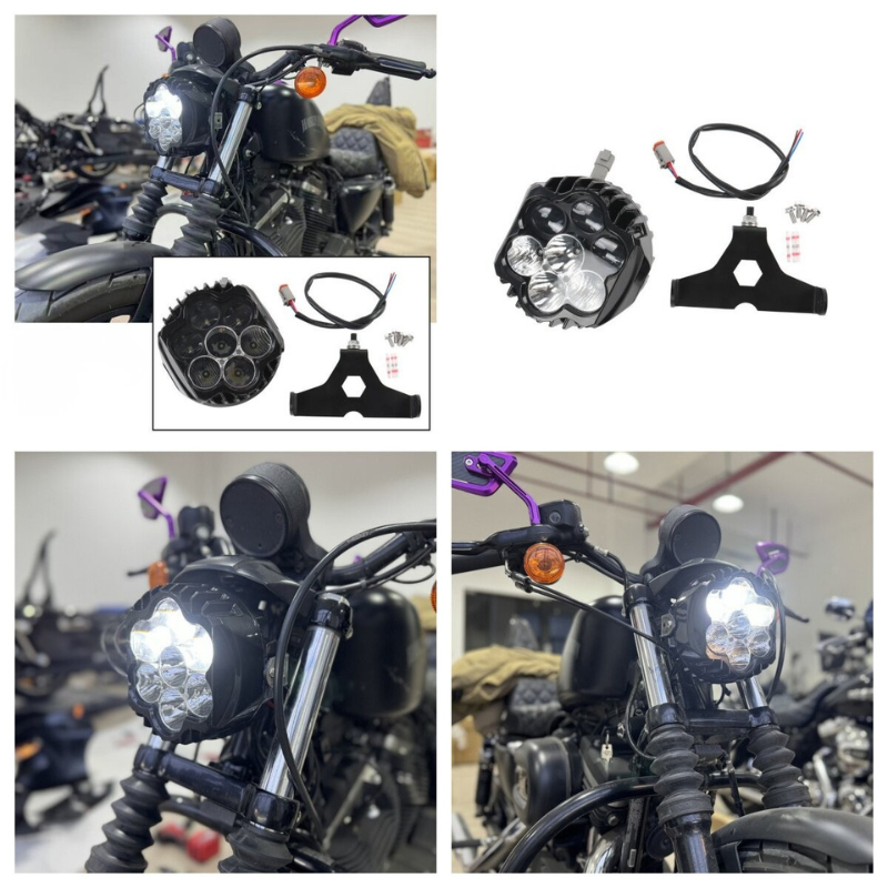 High-brightness headlight with mount for Sportster 883/1200
