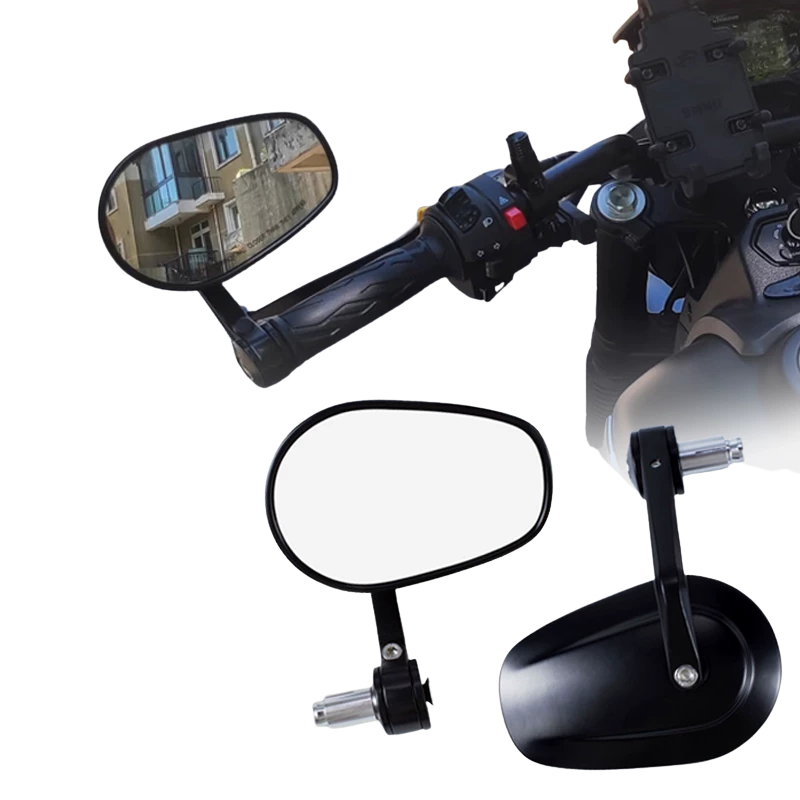Wide black bar-end mirror for Harley-Davidson