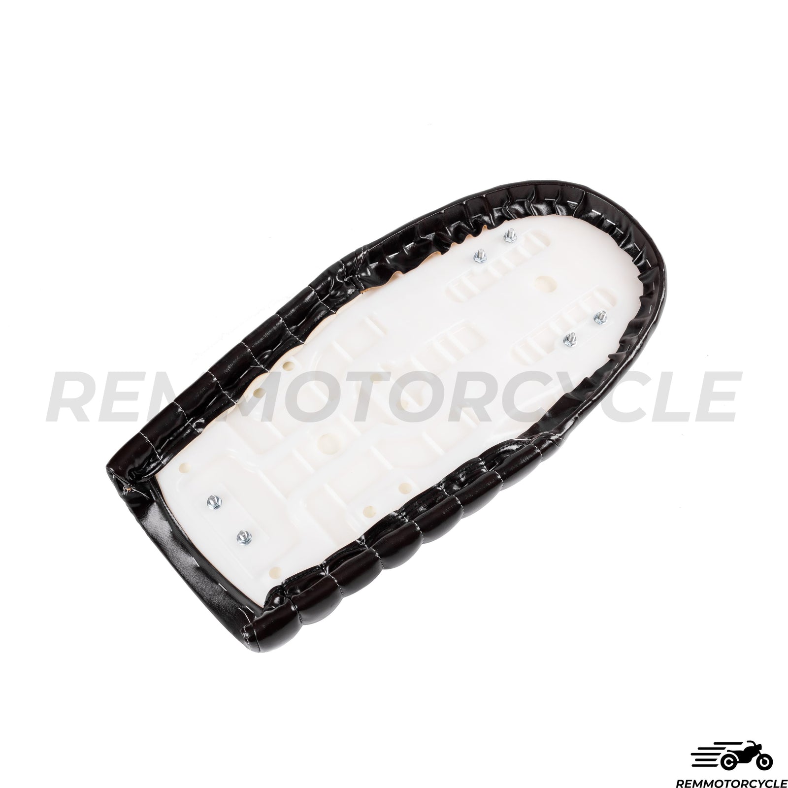 Distressed Black Seat with White Stitching