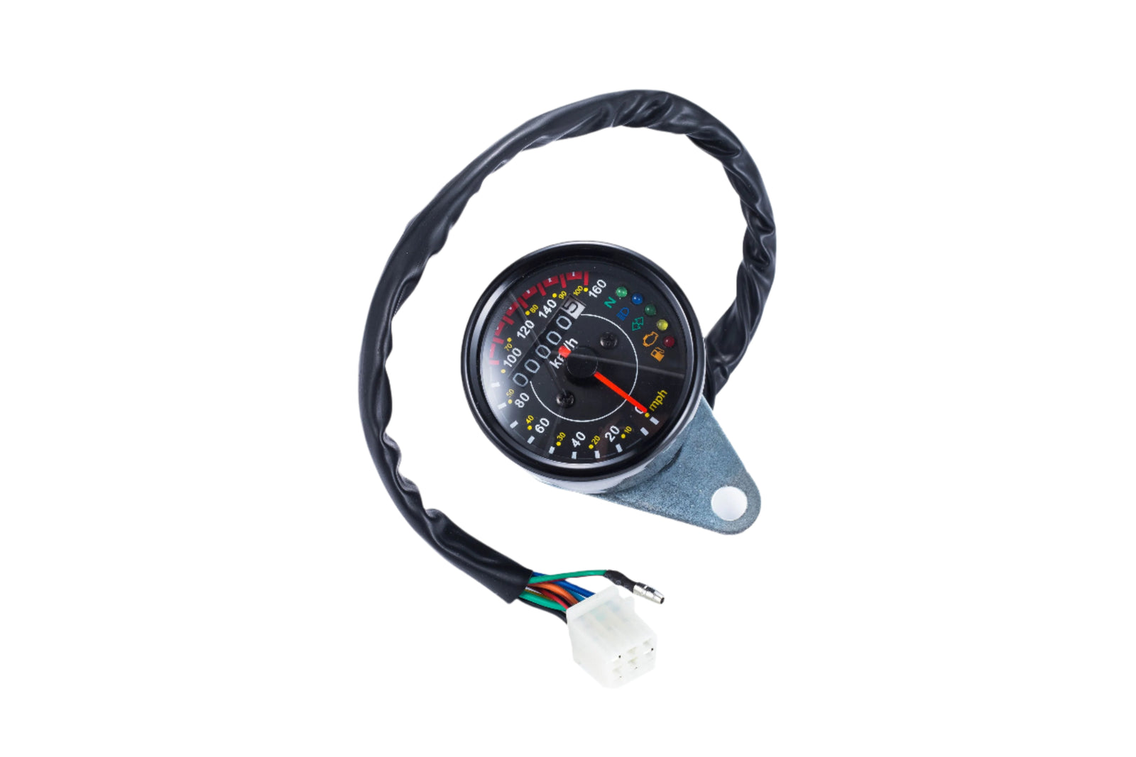 Universal Motorcycle Speedometer Km/h Black or Chrome 5 Indicators