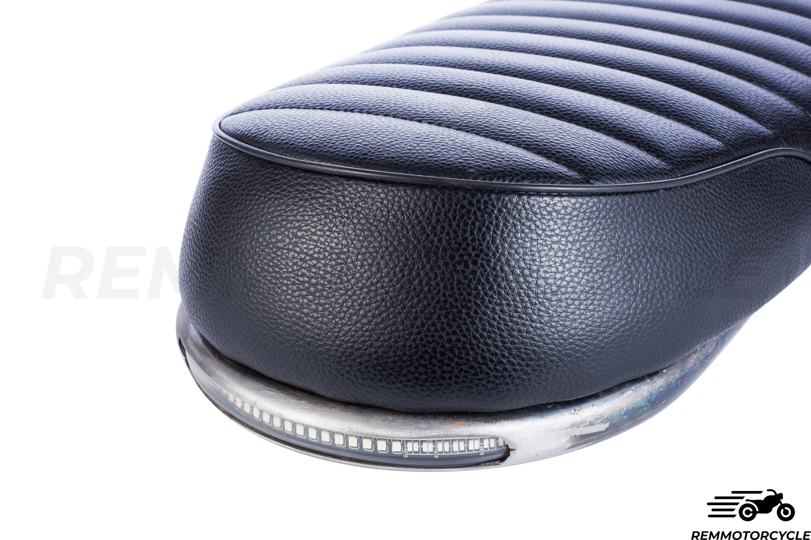 Black Motorcycle Seat + Short Flat Buckle + Integrated LED Strip