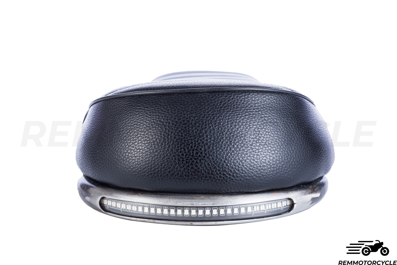 Black Motorcycle Seat + Short Flat Buckle + Integrated LED Strip