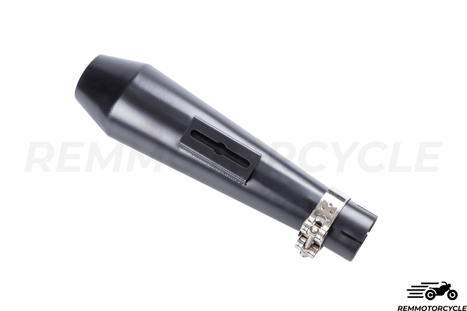 Short Black Cafe Racer Exhaust with Baffle