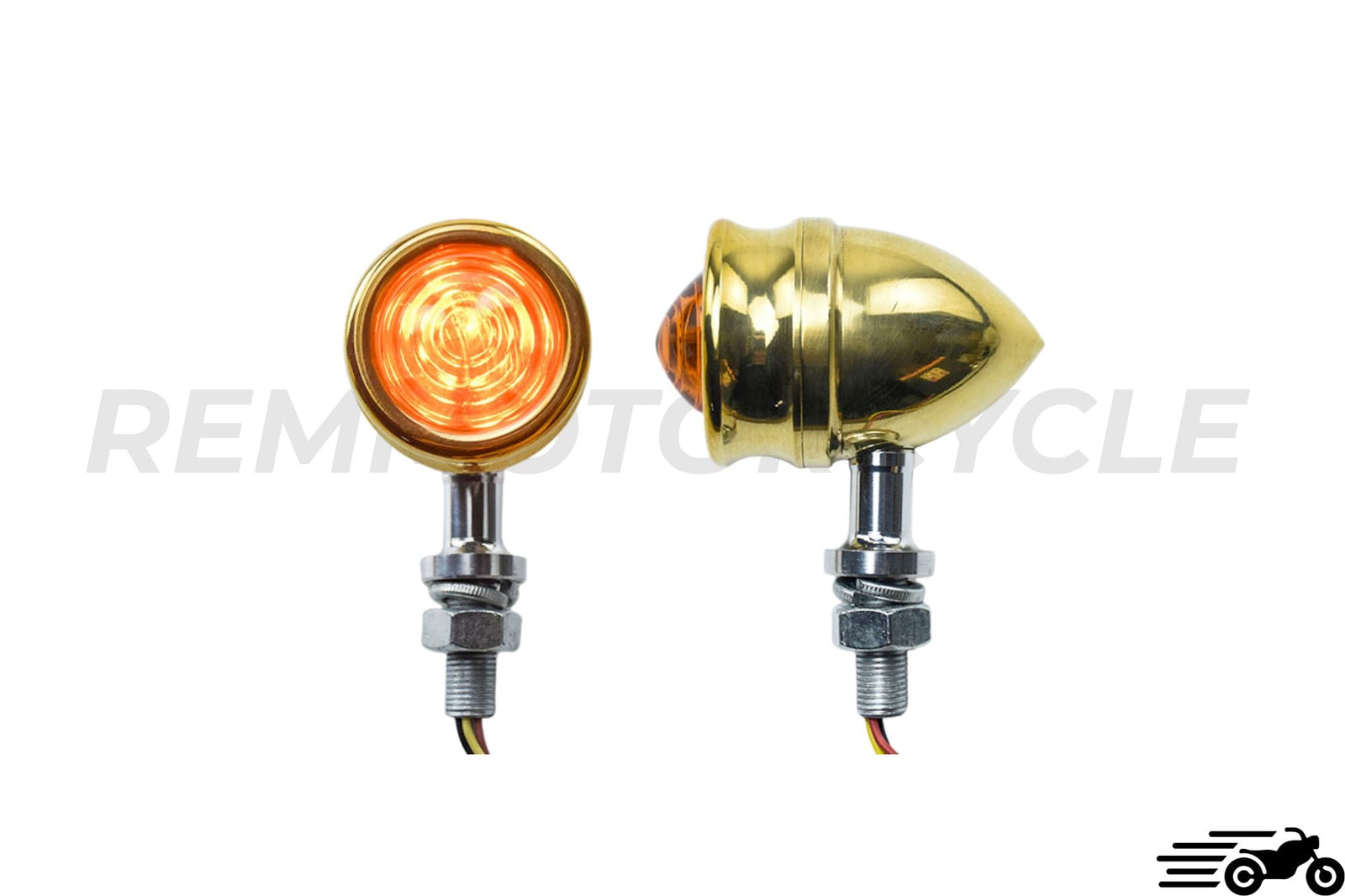 Pair of CNC Bubble Turn Signal Lights BRASS