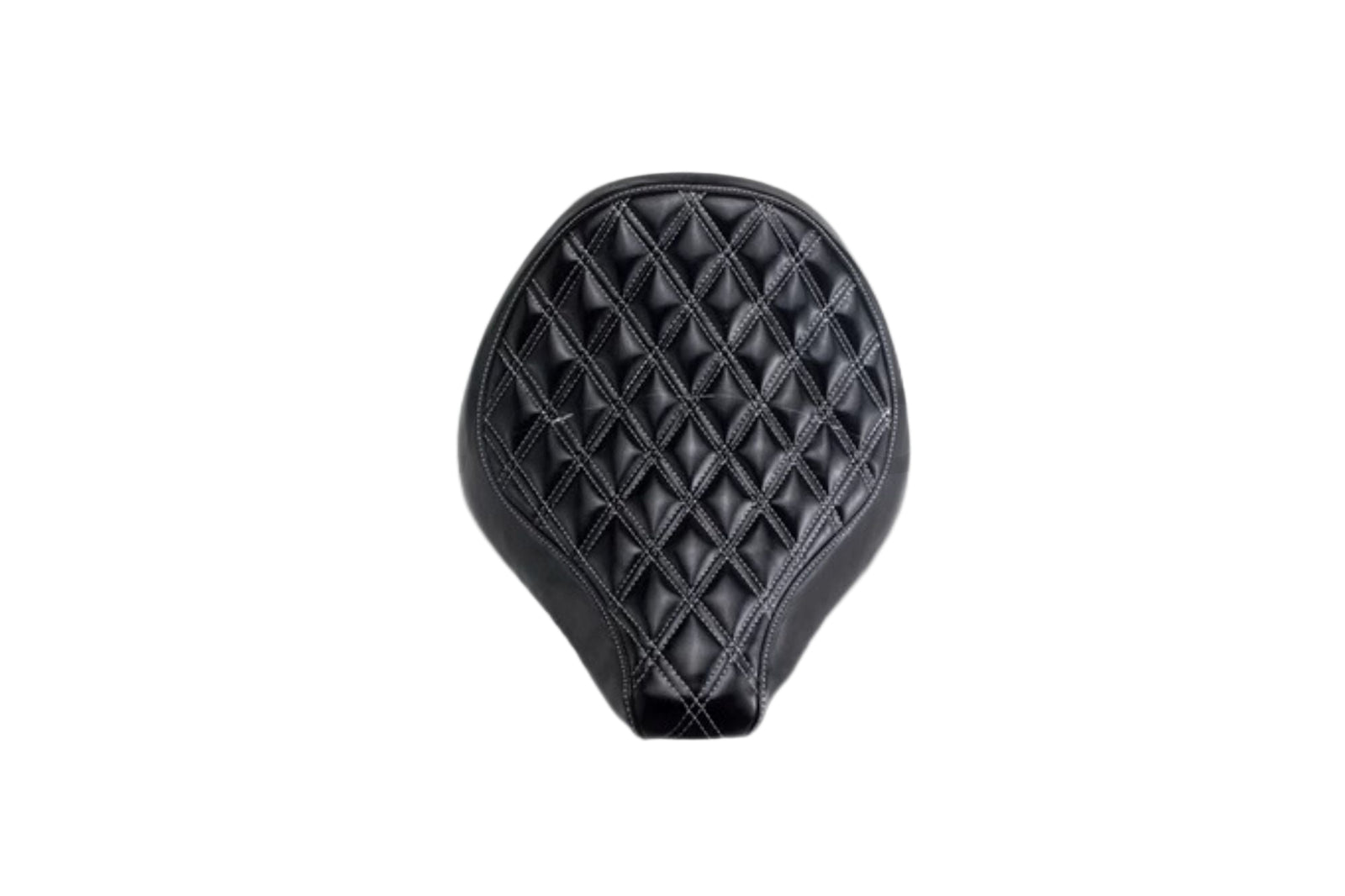 Custom black seat mounted on a Triumph Bobber motorcycle, showcasing the seat's contour and fit without the need for text description.