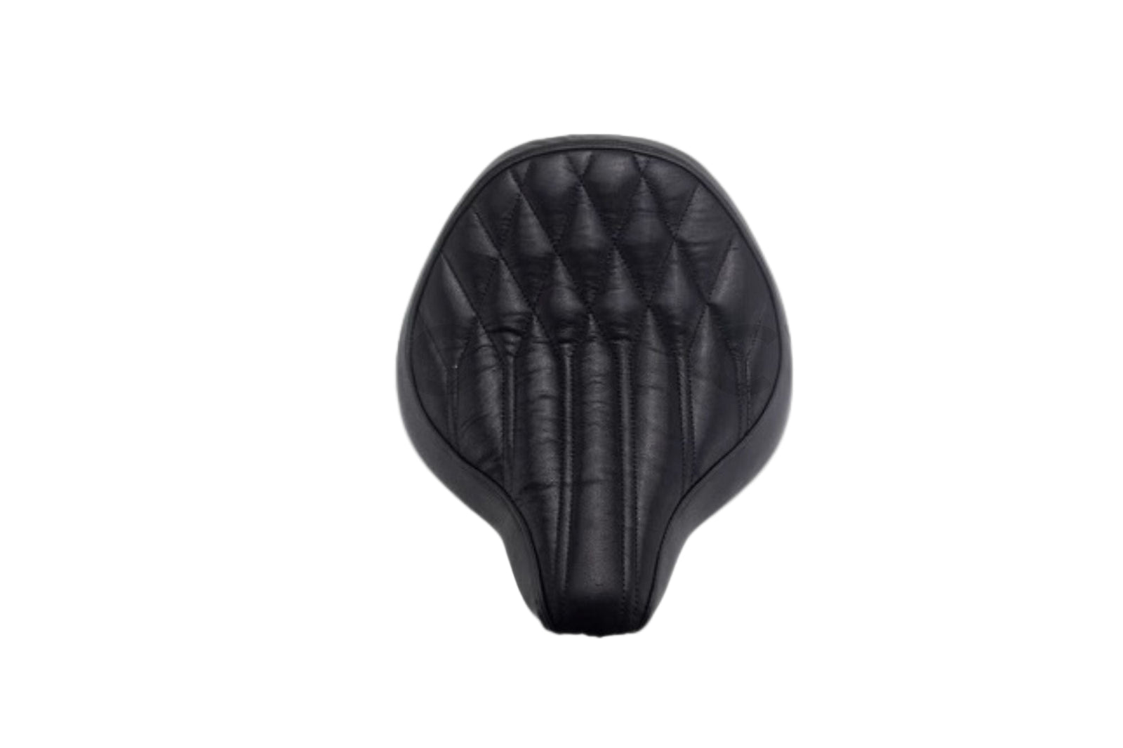 Custom black seat mounted on a Triumph Bobber motorcycle, showcasing the seat's contour and fit without the need for text description.