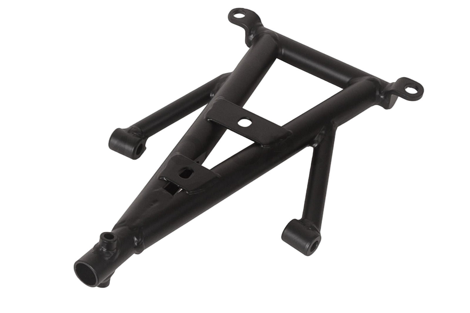 Black metal bracket designed to support a solo seat on a BMW motorcycle, with visible mounting points and hardware holes.