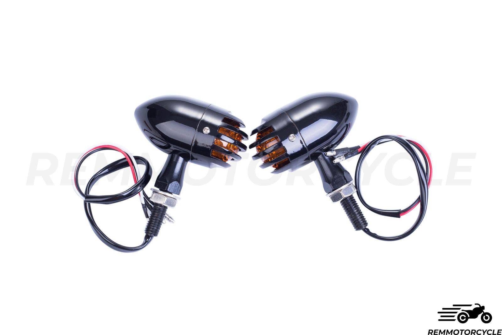 Pair of Metal Turn Signal Lights Black Grid