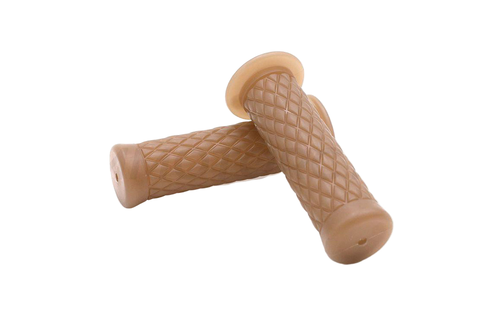 A set of motorcycle handles in various colors, featuring a diamond design, intended for 1-inch handlebars.