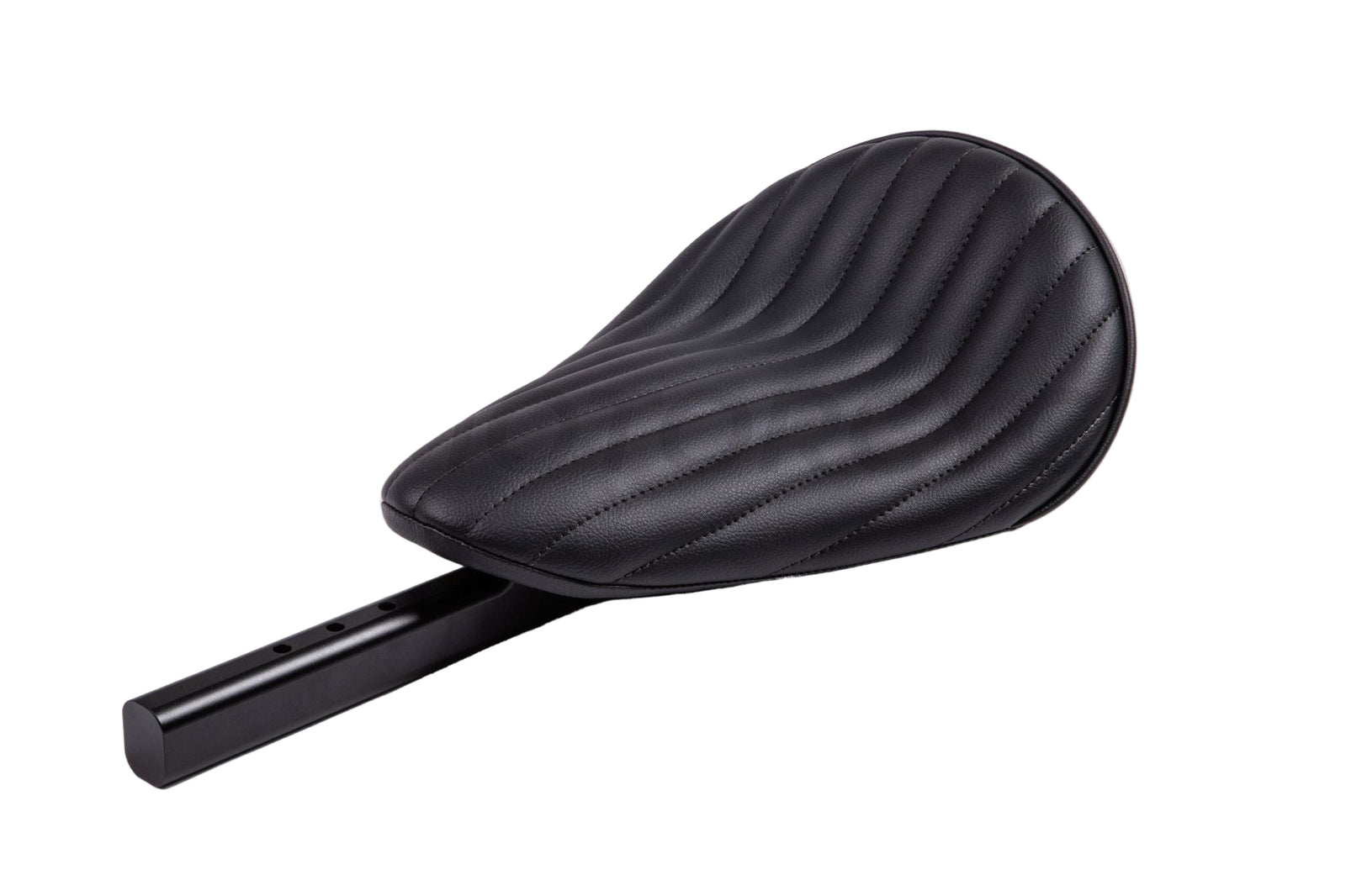 Black leather bobber seat with aluminum bracket for BMW motorcycles