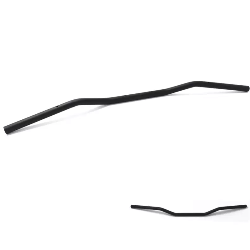 Two black curved metal bars shown on a plain white background, one positioned diagonally across the upper half and the other horizontally near the lower half.