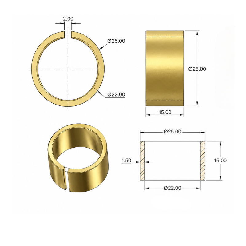 7/8 to 1inch Handlebar Adapter Sleeve – Brass