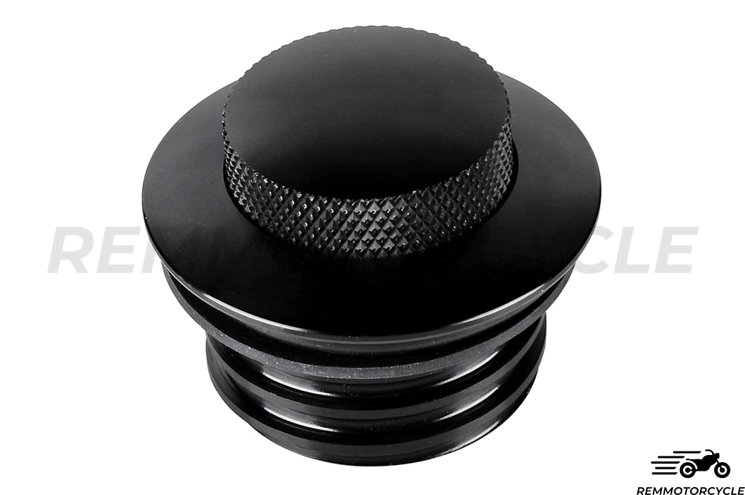 Black motorcycle air filter on a white background with REM Motorcycle branding.