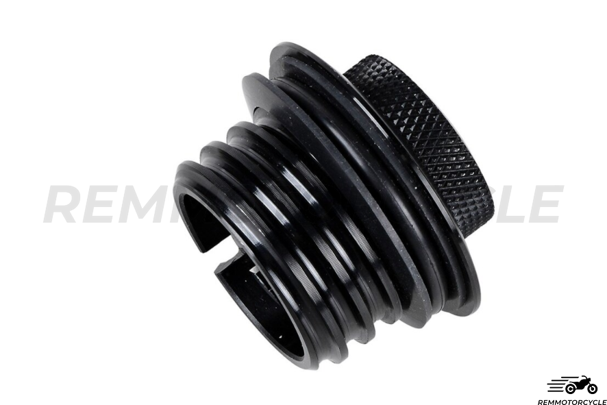 Black metal mechanical component on a white background with REM Motorcycle branding.