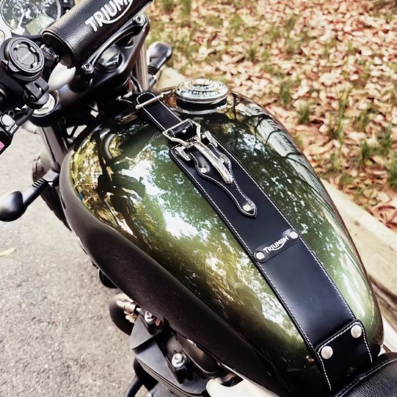 Leather tank protector strap – Triumph T100 T120