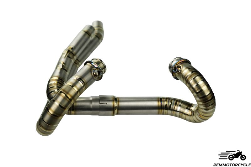 Titanium mid-pipe exhaust header for Triumph Scrambler 1200