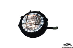 Motorcycle Headlight with LED Rings and Approved Grille