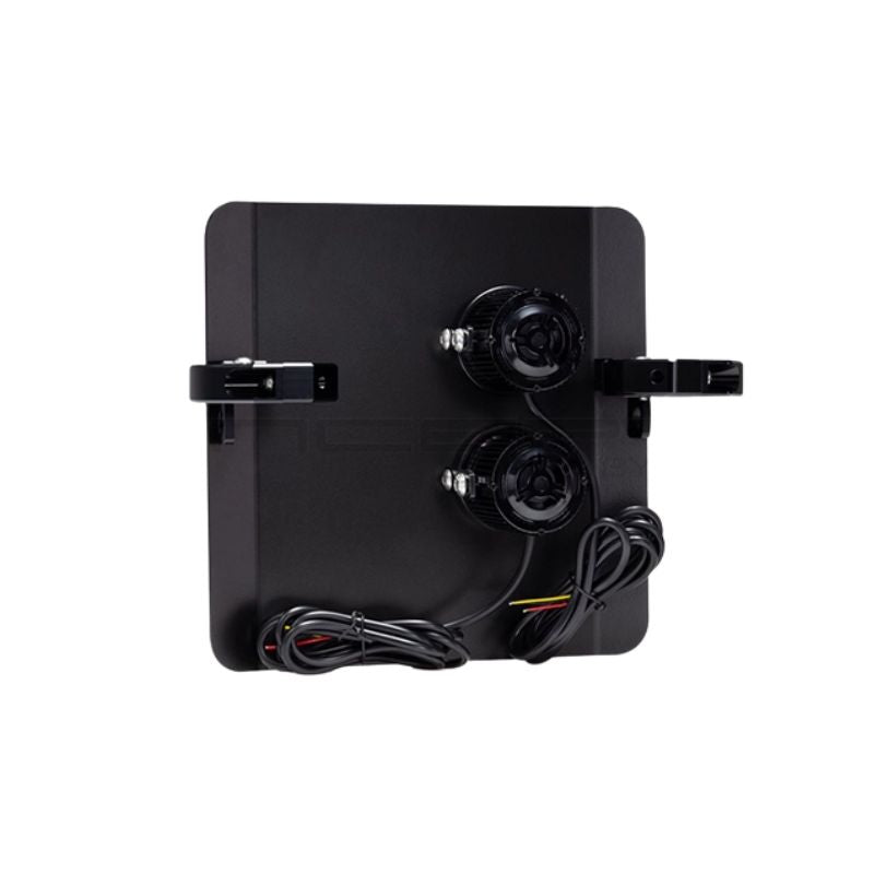 Universal Scrambler headlight plate with LED bulbs