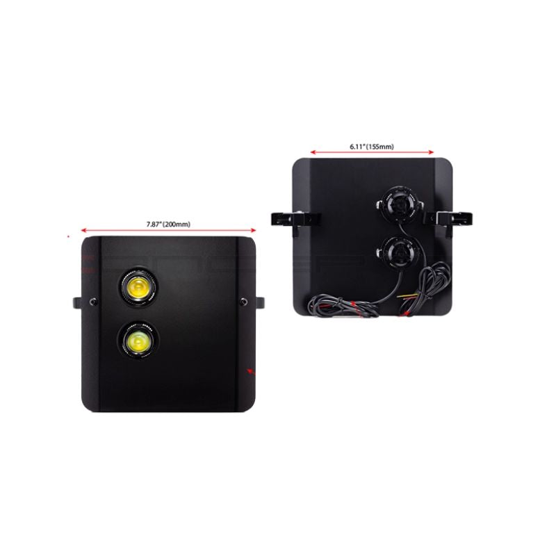 Universal Scrambler headlight plate with LED bulbs