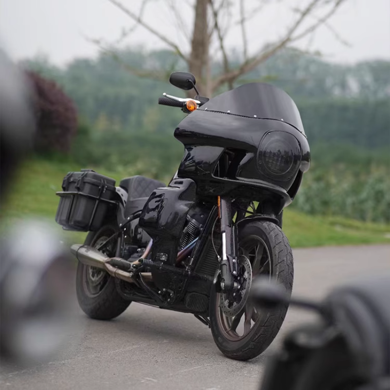 TCMT Black Painted Front Fairing For Harley Dyna Super Glide FXR T-Sport – ABS Plastic, Pre-Drilled