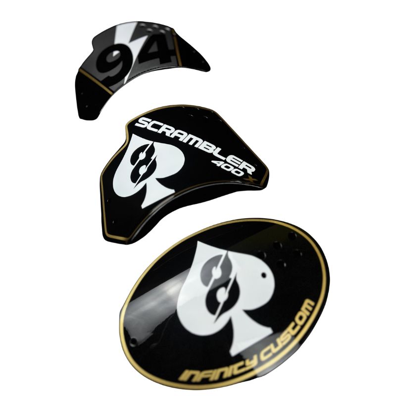 Custom side number plate wind deflector for Triumph 400 X