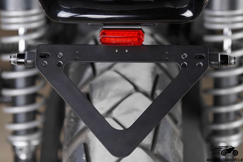 License plate bracket with integrated mini LED tail and turn signals for Triumph T100 T120