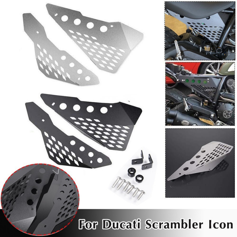 Laser-cut aluminum side covers for Scrambler 800
