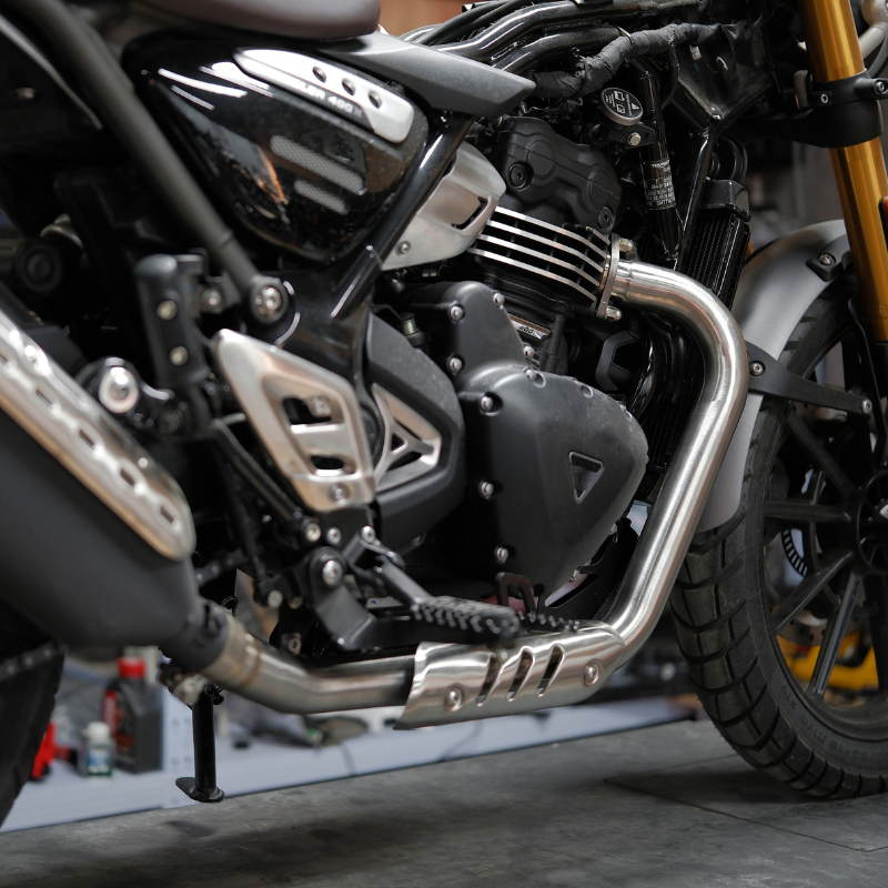 Stainless front header for Triumph Speed 400 / Scrambler 400 X