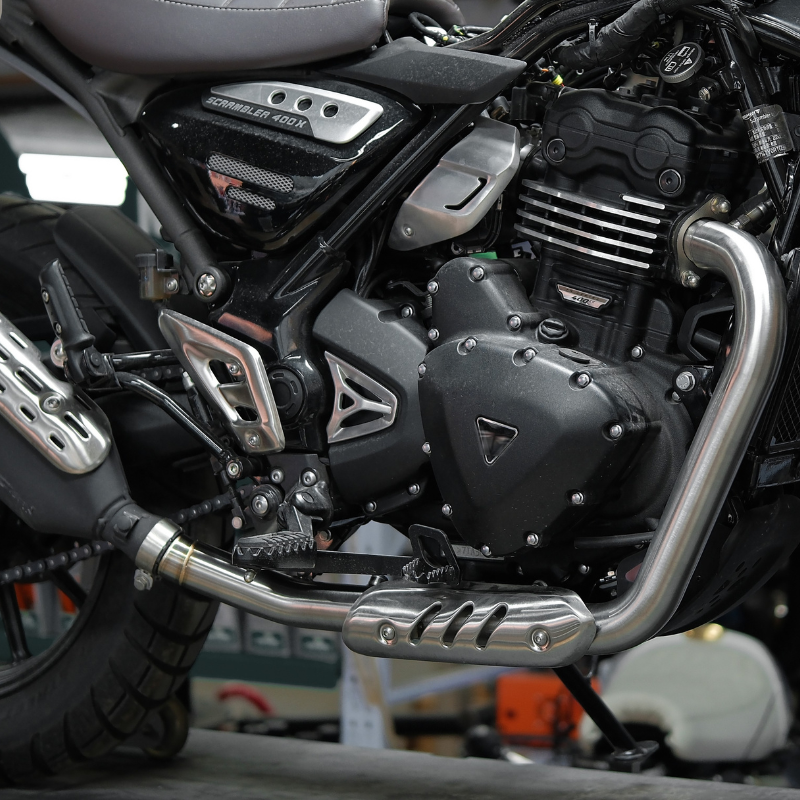 Stainless front header for Triumph Speed 400 / Scrambler 400 X