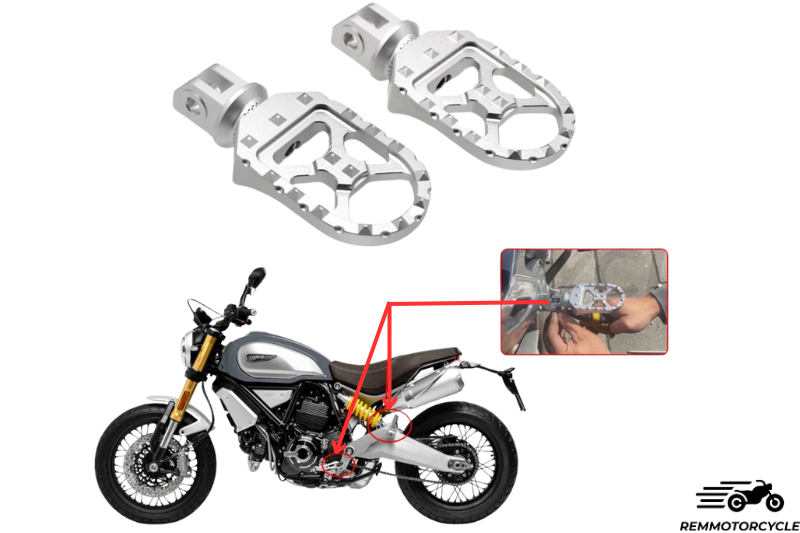 Adjustable front/rear footrests for Ducati Scrambler