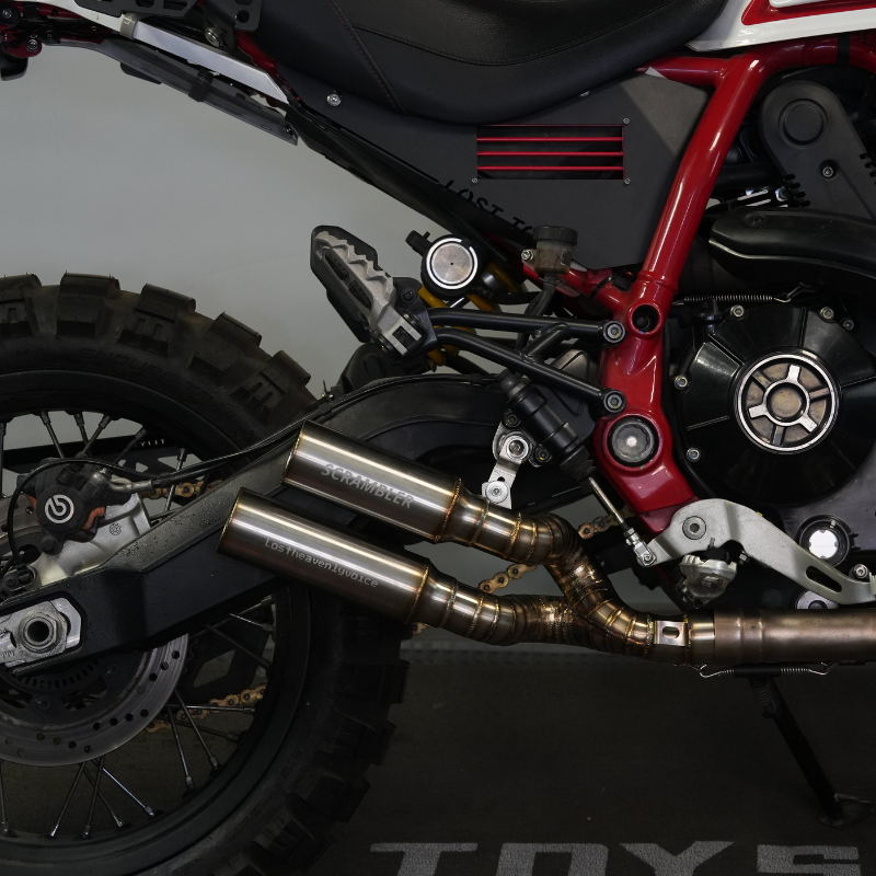 Scrambler 800 mid‑rear performance exhaust, 304 stainless, silver