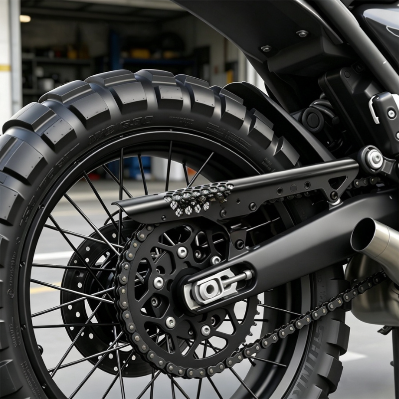 Retro aluminum chain guard for Triumph Scrambler 400X / 400XC / Speed 400