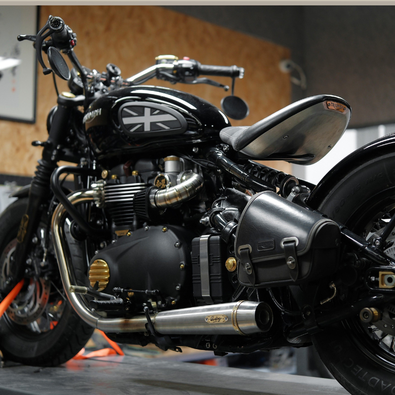 Brushed stainless Startrail silencer for Bonneville Bobber