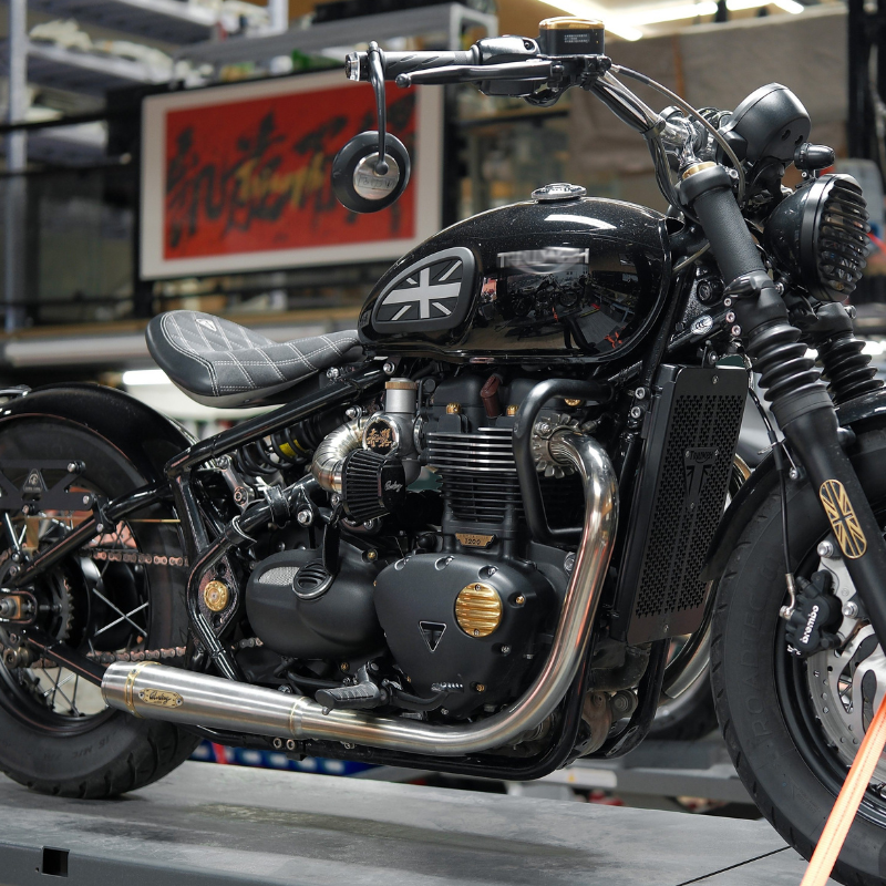 Brushed stainless Startrail silencer for Bonneville Bobber