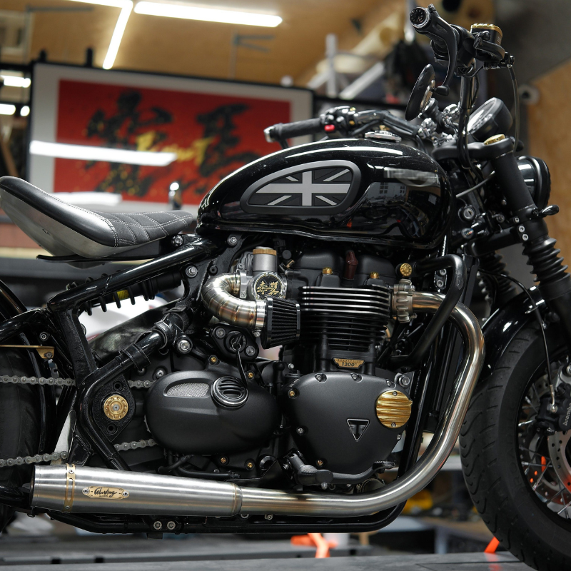 Brushed stainless Startrail silencer for Bonneville Bobber