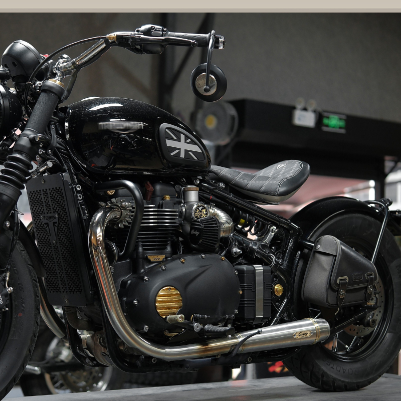 Brushed stainless Startrail silencer for Bonneville Bobber
