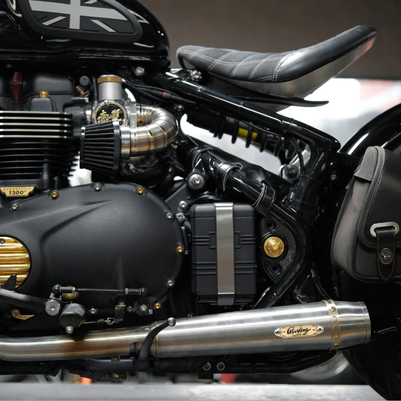 Brushed stainless Startrail silencer for Bonneville Bobber
