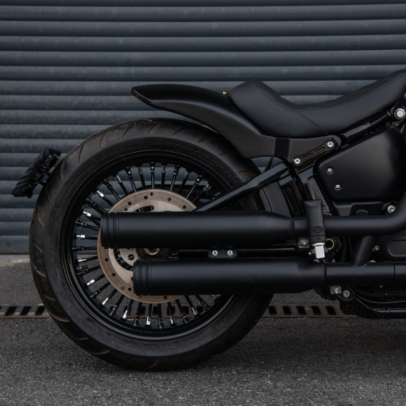 Black rear license plate holder for Softail M8