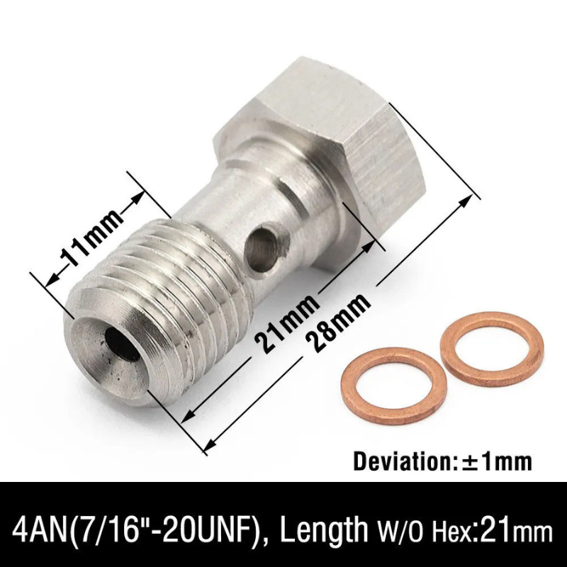 Stainless steel banjo bolt M10/M12 & 7/16-20