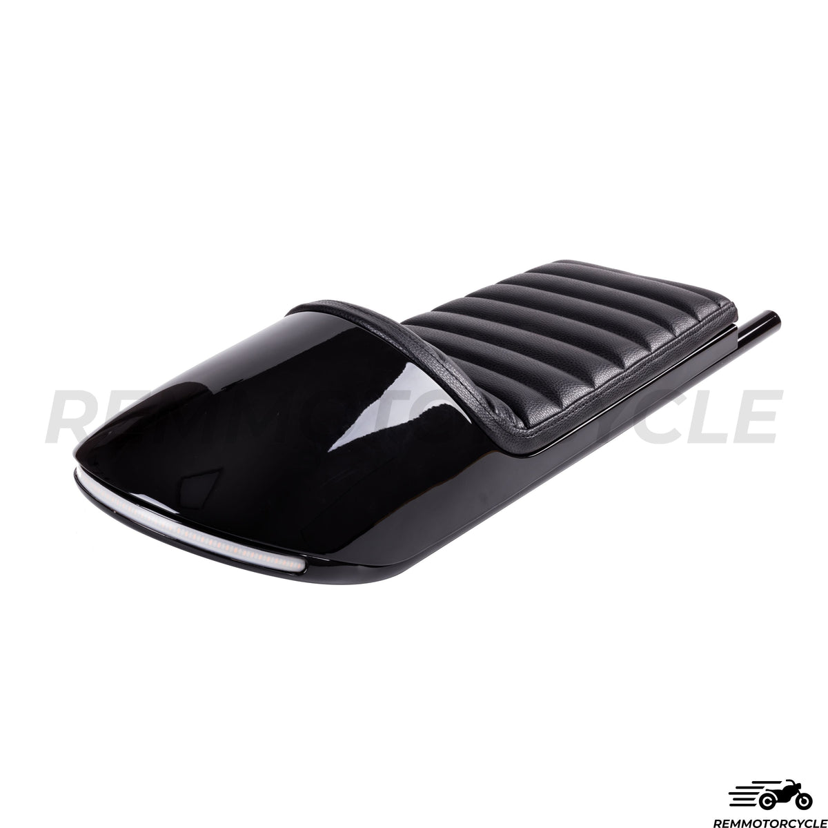 Black Metal Cafe Racer Seat with LED Loop