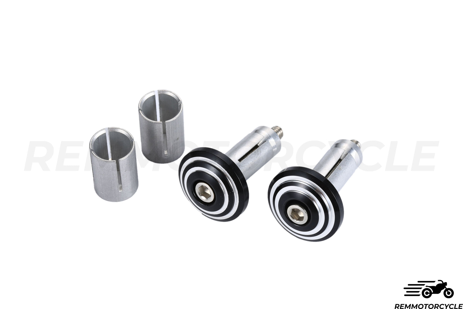 Handlebar End Aluminum CNC Round Black and Silver