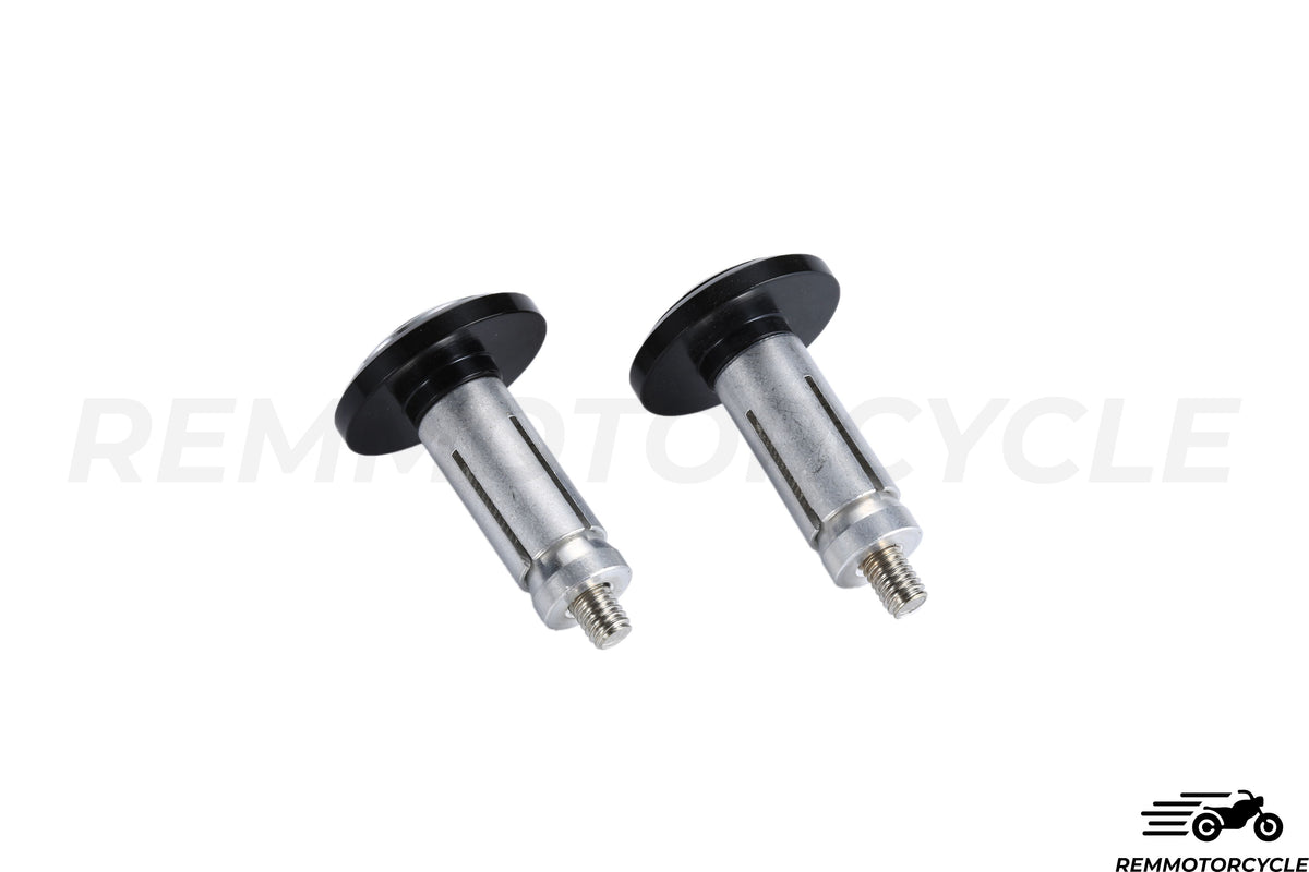 Handlebar End Aluminum CNC Round Black and Silver