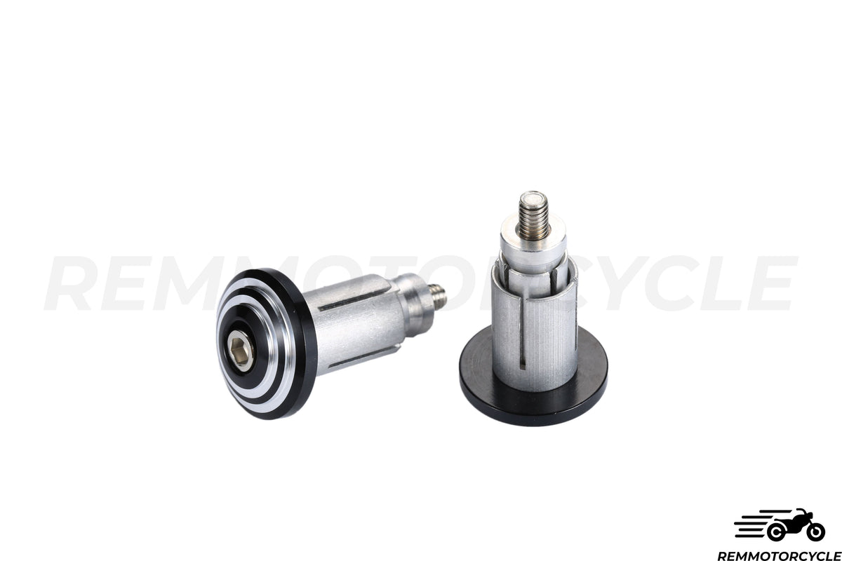 Handlebar End Aluminum CNC Round Black and Silver