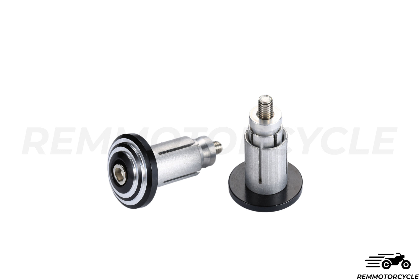 Handlebar End Aluminum CNC Round Black and Silver