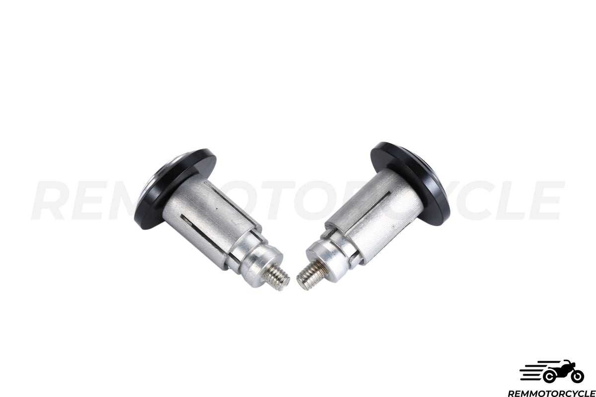 Handlebar End Aluminum CNC Round Black and Silver