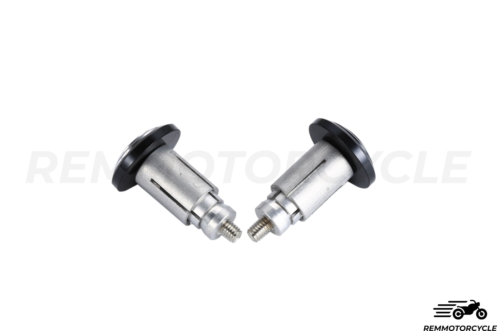 Handlebar End Aluminum CNC Round Black and Silver