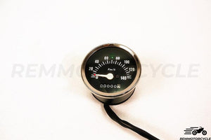 Speedometer km/h Black Circle Chrome 3.34 in (8.5 cm)