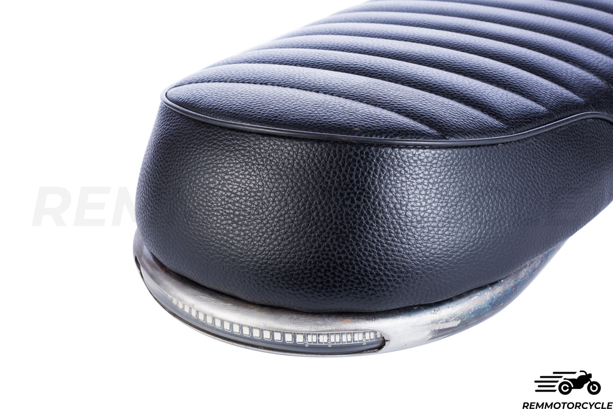 Black Motorcycle Seat + Short Flat Buckle + Integrated LED Strip